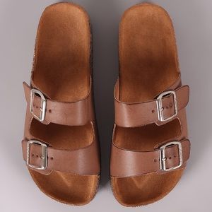 Vegan Open-Toe Cork Bottom Sandals